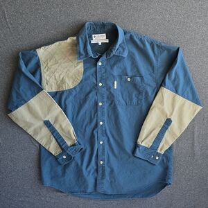 Vintage Columbia Shooting Hunting Shirt Men’s Large Blue Outdoor Patch